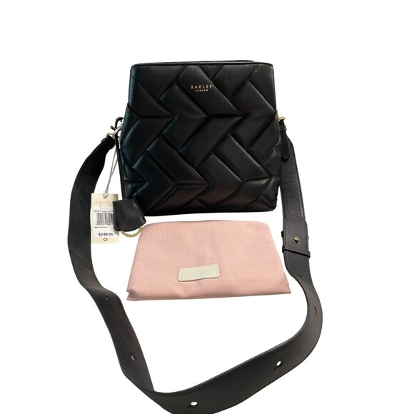 NEW Radley London Dukes Black Leather Crossbody Handbag Purse - Picture 8 of 12